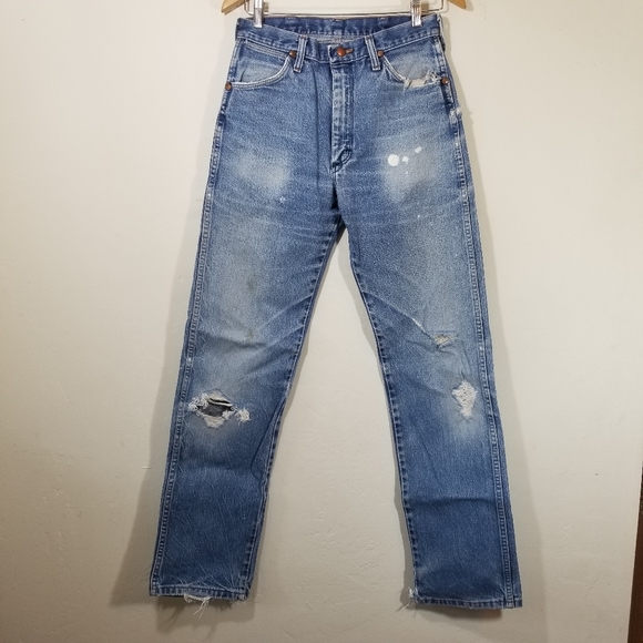 Wrangler Denim - Wrangler High Rise Distressed Straight Leg Jeans